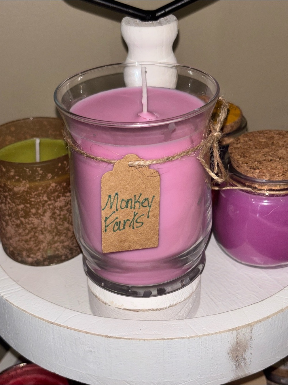 Pink Scented Glass Jar Candle - Monkey Farts Fragrance